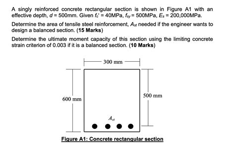 Solved A Singly Reinforced Concrete Rectangular Section Is Chegg