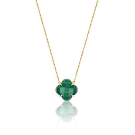 Collier Victoria Agate Verte Or Jaune Morganne Bello Ocarat