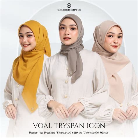 Jual Umama Scarf Kerudung Polos Jilbab Segi Empat Hijab Daily Voal