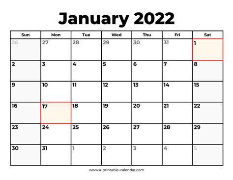 January Calendar With Holidays A Printable Calendar