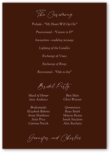 Romantic Gleam 5x7 Wedding Program By Yours Truly Shutterfly