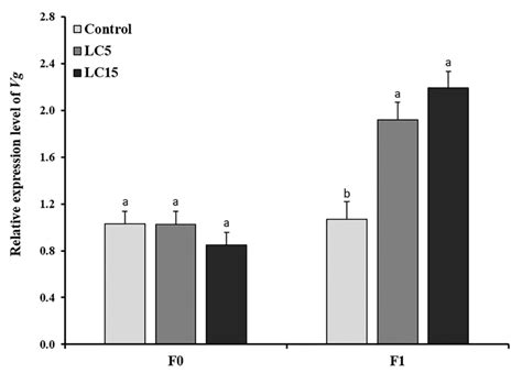 Relative Expression Levels Of Vitellogenin Gene In F0 And F1 Generation