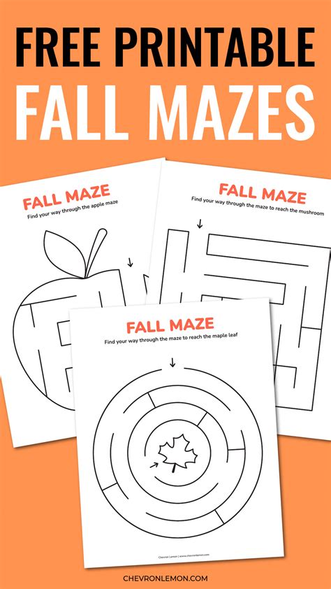 Printable Simple Fall Mazes Chevron Lemon