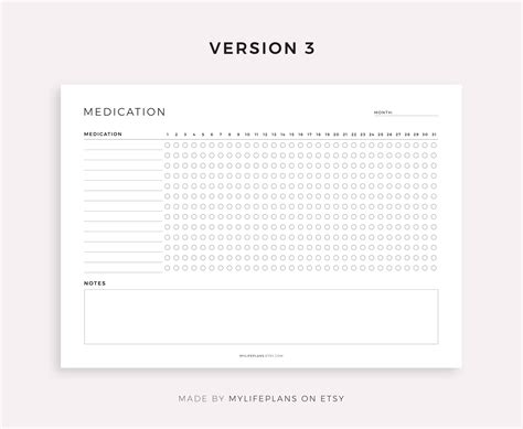 Monthly Medication Tracker Printable Medication Schedule Etsy Canada