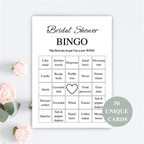 50 Printable Bridal Shower Bingo Cards Prefilled Bridal Bingo Game