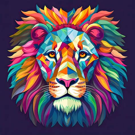 Premium Ai Image Colorful Lion Head Art Artistic Illustration