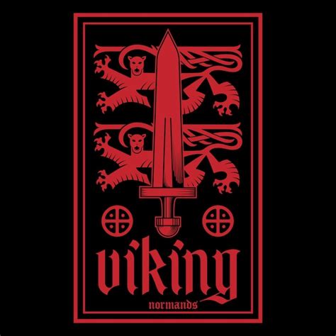 Premium Vector Viking Design Heraldic Lions With Viking Sword Solar