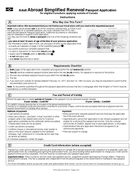 Adult Abroad Passport Renewal Application For Eligible Canadians Free Download