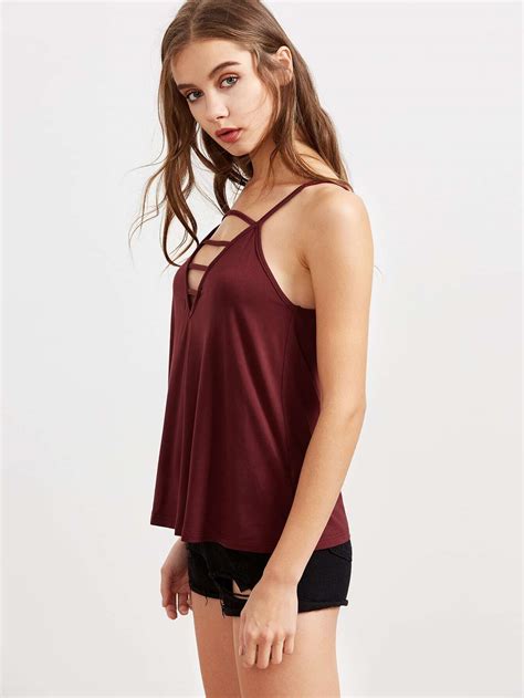 Strappy V Neckline Cami Top Shein Sheinside