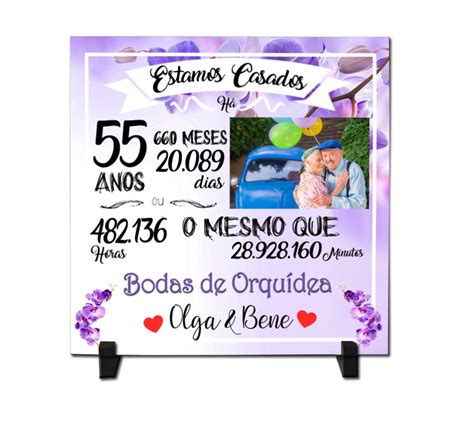 Azulejo Personalizado Bodas De Orquídea 55 Anos De Casados Elo7