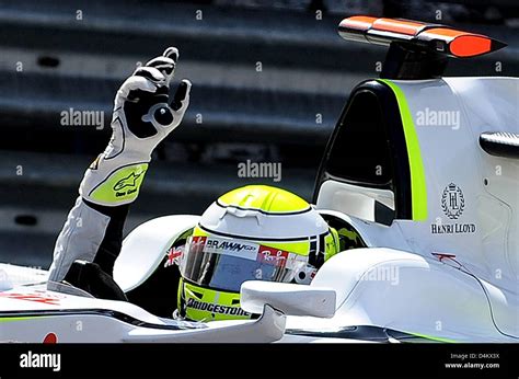 British Formula One Driver Jenson Button Of Brawn Gp Celebrates In His