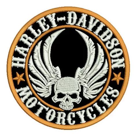 Harley Davidson Calavera Y Plumas Blanco Parche Bordado Cuotas Sin