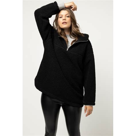 Pull Capuche En Polaire Boucl E Oversize Noir Studio Untold La Redoute