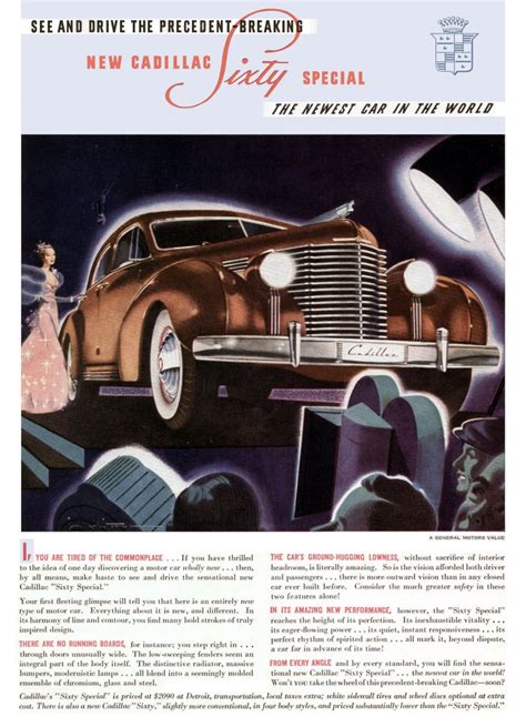 American Automobile Advertising Published By Cadillac In 1938