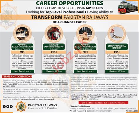 Executive Director Jobs In Ministry Of Railways Islamabad 2024 Job