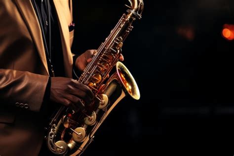 Close Up De Saxofonista Tocando Saxofone No Festival Mundial De Jazz