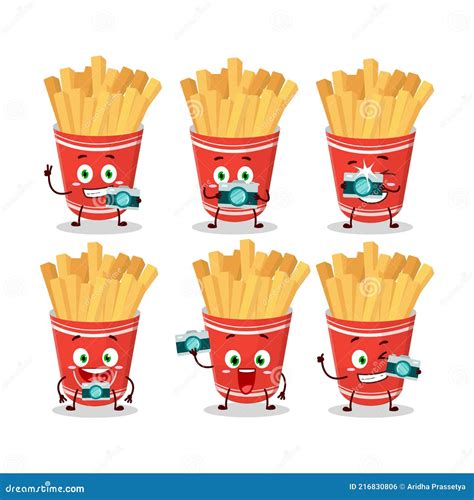 Photographer Profession Emoticon With Cup Of French Fries Cartoon