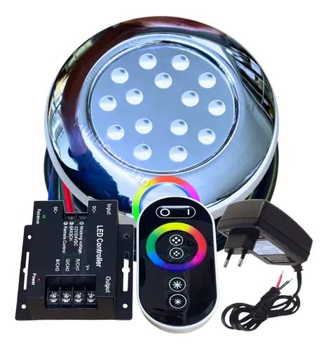 Kit Lumin Ria Piscina Led W Rgb Inox Comando Fonte