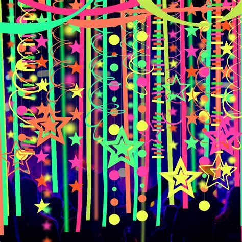 508ft UV Neon Paper Garland Crepe Streamers Glow In The Dark Party