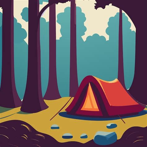 Premium Vector Tourist Summer Camping Vector Illustration Of Tents