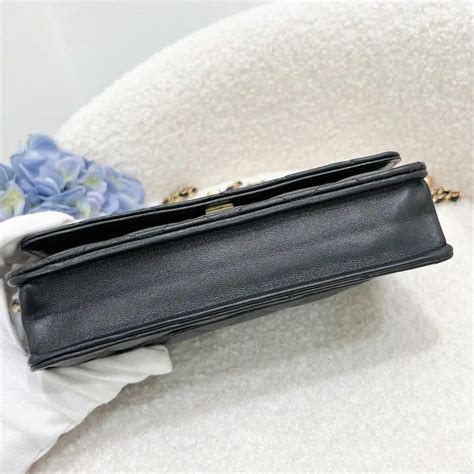 Chanel Pearl Crush Wallet On Chain Woc In Black Lambskin Aghw Luxury