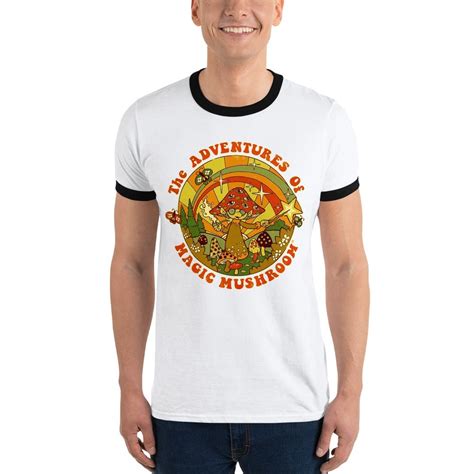 The Adventure Of Magic Mushroom Retro Ringer T Shirt Shirts Design By Masshirts Custom T