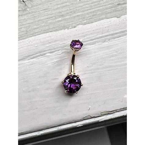 18 Karat Gold Navel Piercing With Alluring Amethyst Piercings Works
