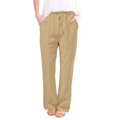 Fanxing Linen Cargo Pants Women Plus Size Baggy Wide Leg Pants Summer