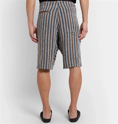 Men S Pleated Striped Linen Drawstring Shorts AA Sourcing LTD