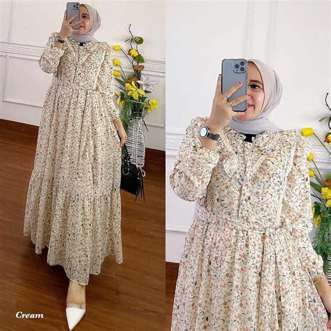 Jual New Tiara Dress M L Xl Xxl Bahan Ceruty Babydoll Dapat Gamis