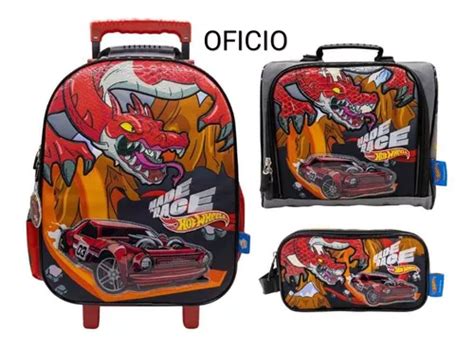 Pack Mochila Hot Wheels Race Lonchera Cartuchera Env O Gratis