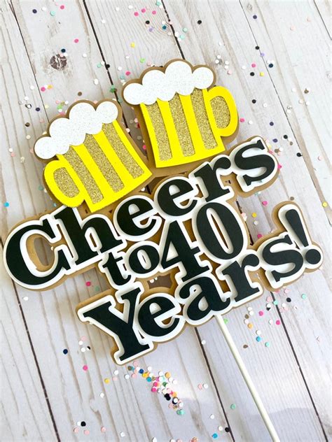 Cheers To 40 Years Cake Topper Birthday Banner Birthday Decorations