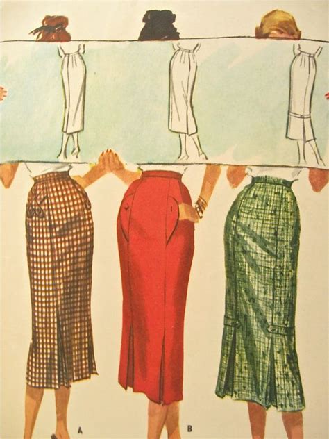 1950s Mccalls 4134 Pencil Kick Pleat Skirt Vintage Sewing Pattern With