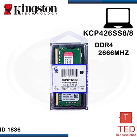 RAM KINGSTON 8GB DDR4 LAPTOP 2666 MHZ CL19 1 2V KCP426SS8 8