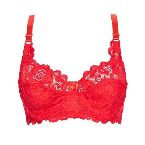 Soutien gorge C dentelle fleurie rouge à armature lingerie femme Rouge Cdiscount Prêt à Porter