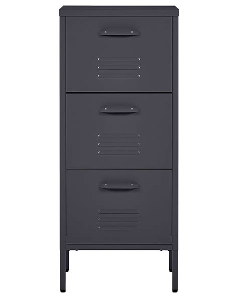 3 Drawer Metal Storage Cabinet Black Wostok Uk