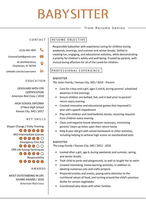 Best Nanny Resume Examples Babysitter And Child Care Provider Resumes