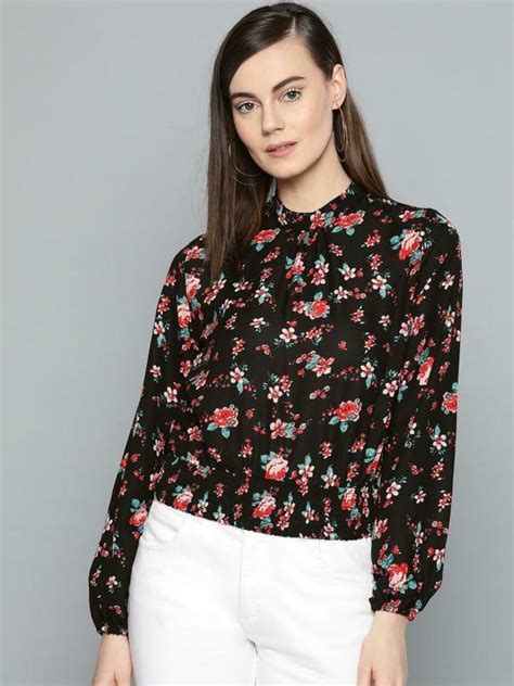 Harpa Women Black Floral Top Jiomart