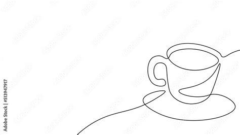 Single Continuous Line Art Coffee Cup Tea Cup Morning Cafe Hot Drink