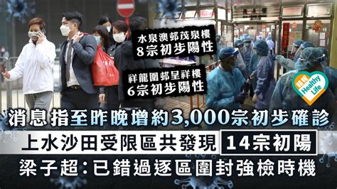 新冠肺炎︳消息指至昨晚增約3000宗初步確診 上水沙田受限區共發現14宗初陽 梁子超：已錯過逐區圍封強檢時機 晴報 健康 呼吸道