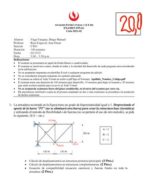 Parcial Estructural Examen Parcial Asignatura Awalisx Profesor