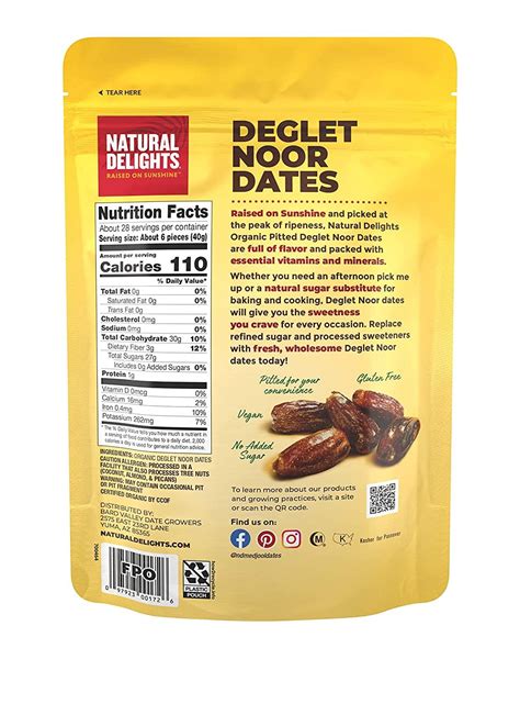 Organic Deglet Noor Dates USDA Certified Non GMO Fiber Rich