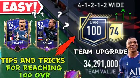 HOW TO REACH 100 OVR FAST IN FIFA MOBILE 22 TIPS TO INCREASE OVR IN