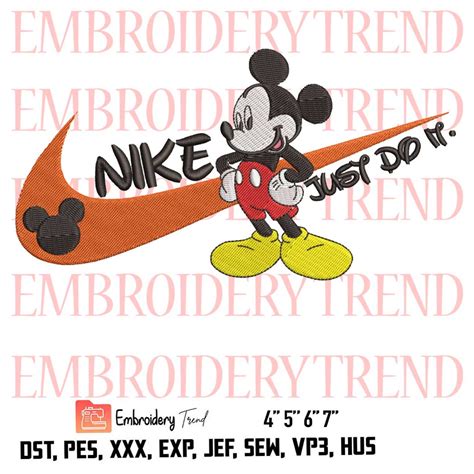 Nike Micky Mouse Just Do It Logo Embroidery Design File Nike