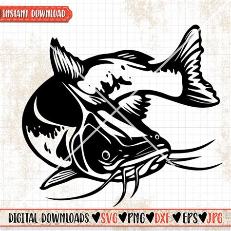 Catfish Svg Lake Fishing Clipart Cat Fish Cutfile River Angler Dxf