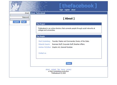 Facebook in 2004 - Web Design Museum