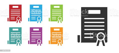 Black Declaration Of Independence Icon Isolated On White Background Set Icons Colorful Vector