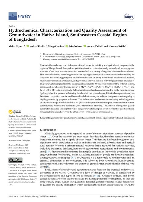 Pdf Hydrochemical Characterization And Quality Assessment Of