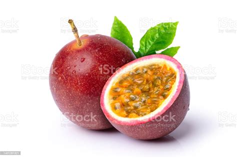 Red Passion Fruit With Leaf Stock Photo Download Image Now Passion