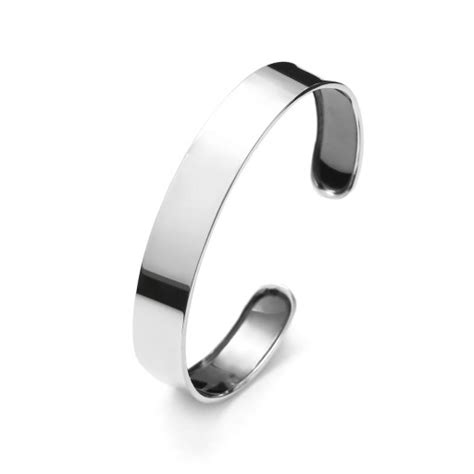 Bransoletka srebrna gładka szeroka 1 cm 925 Bangle pudełko